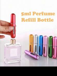 5 毫升底部可再填充香水瓶，带泵和铝制容器，便携式液体和化妆品喷雾分配器，适合旅行，化妆包，化妆包，护肤包，洗漱包，收纳袋，旅行必需品，巡航必需品