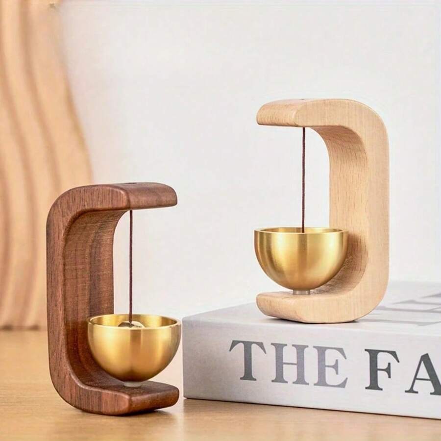 1pc Japanese Style Wind Chime - Steady Brass Bell With Wooden Hook, Suitable For Home Decor And Door Entry Alert, Unique Style Mini Wind Chime, Home Decoration | Elegant Decor Piece | Aesthetic Appeal