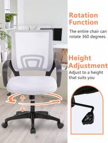 Ergonomic Office Chair Desk Chair Mesh Computer Chair Task Rolling Swivel Chair Upgraded Executive Swivel Computer Chair With Lumbar Support Modern Executive Adjustable Chair,White - trắng - Xem 5
