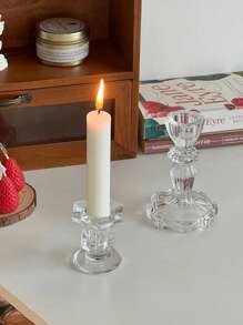 3Pcs/1Pc Elegant Clear Candle Holders/Candlestick Holders, Room Decor/Home Decor/Table Decor,Natural Crystal Design, Suitable For Furniture Decoration, Home Table Decoration, Wedding Center Decoration, Office Decoration, Outdoor Garden Decoration, Room Decoration, Family Gathering, Table Decoration, Wedding, Event,Best Friend Gift/Christmas/Thanksgiving Day/Halloween