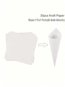 38个/套纸屑盒，1个锥形纸屑盒配30张牛皮纸，适用于婚礼庆典派对装饰、户外婚礼干花纸屑礼品包装，30孔锥形纸屑盒，30张牛皮纸可单独使用 - 白色 - 查看 8