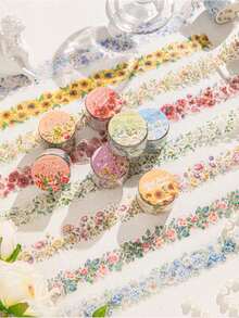 CANDY POETRY 1 Rolle 1 Meter Dekorative Blumen-Makrelebanding, Vintage kreativ ästhetisch, DIY Dekorative Scrapbooking Bastelmatrialien, Geschenk für Feiertage, personalisiertes Scrapbooking Schulstationery, Schulmaterial