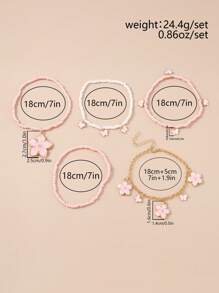 5pcs Set Cute Butterfly Floral Beaded Bracelets For Women, Everyday Wear