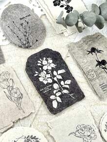 1 盒 30 张复古花卉纹理压花便签贴纸，用于制作卡片、DIY 日记本、剪贴簿、相册、杂志装饰、学校用品、返校