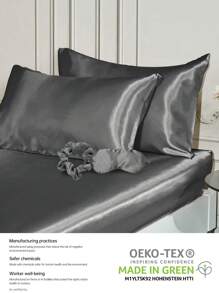 3 Pcs/Set 1pc Silky Satin Pillowcase, 1pc Blackout Eye Mask, 1pc Scrunchie,Silky Pillow Case For Hair And Skin, Luxurious And Silky Smooth, Ultra Soft And Breathable, No Pillowcore, Machine Washable ,Good Gifts For Mum Dad Friend And Travel Sleep, Wedding Gift, Grey