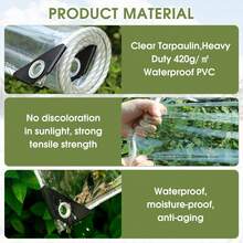 Premium Clear PVC Tarp Patio Enclosure - Waterproof Outdoor Curtains With Zipper Door For Gazebos, Porches, Decks & Pergolas (Size: 6.7ft X 8.2ft) - Weather Resistant & Easy Install - Transparent - View 3