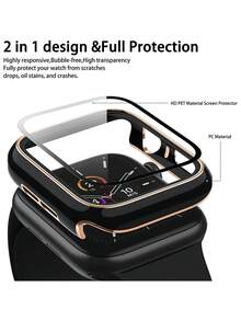 2pcs Unisex Ultra-Thin Tempered Glass Screen Protector, Compatible With Apple Watch 38/40/41/42/44/45/46/49mm, Compatible With Apple Watch Series Ultra/SE/10/9/8/7/6/5/4/3/2/1, Multi-Color Fashionable Anti-Fall Smart Watch Protective Case Accessory - 2 Colors - View 4