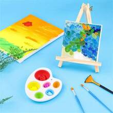 4 pachete, 1 șevalet + 1 planșă de desen + 1 paletă + 1 pensule, set de 4 piese, șevalete artistice din lemn pentru pictură și meșteșuguri, suport trepied reglabil, afișaj portabil de masă pentru artă, pânză, fotografii și semne