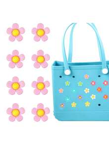 16PCS/8PCS/4PCS/1PC Flower Decorative Accessories For Bogg Bags, Simply Southern Tote Bags And Shoes, Personalize Your Beach Tote Bags And With These Lovely Floral Decorations, These Charming Accessories Infuse Your Bogg Bags With Unique Style And Vibrant Colors, Perfect For Showcasing The Personality Of Your Bags And Easy To Identify Your Bags - Multicolor - View 8