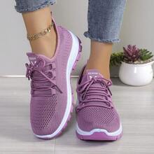 Hollow Mesh Women's Shoes, Summer New Casual Sports Shoes, Lightweight Breathable Non-Slip Sneakers, Running Shoes - Purple - View 5