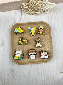 8pc Set Cartoon Cat & Dog Pattern Accessories Kit Fits Sandals, Bracelets, Slippers, Phone Decoration, Gift For Pet Lovers Birthdays, Festivals