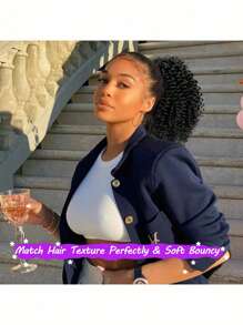 Fashion  Short Curly Ponytail, 12 Inch Natural Pull Rope, Two Clips, Synthetic African Female