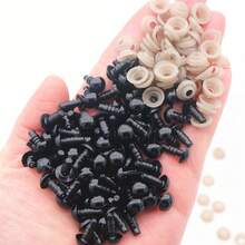 50 Stück 5mm-24mm Kunststoffaugen mit Unterlegscheiben, Bastelaugen für Amigurumi, Stofftiere, Häkelprojekte, Teddybären, DIY schwarze Augen, Herstellungszubehör - Schwarz - Übersicht 24