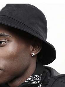 1 Pair Simple Personalized Fully Rhinestone Cross Stud Earrings, Men's Hip-Hop Micro-Inlaid Cubic Zirconia Earrings - Silver - View 2