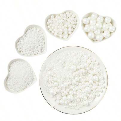 85g Cake Decoration White Pearl Ball, Mixed Size Of 0.2/0.4/0.6/0.8cm/Size, White Pearl Ball, Cake Lollipop, Ice Cream, Candy, Chocolate Biscuit DIY Decoration Supplies, Suitable For Weddings, Birthdays And Parties