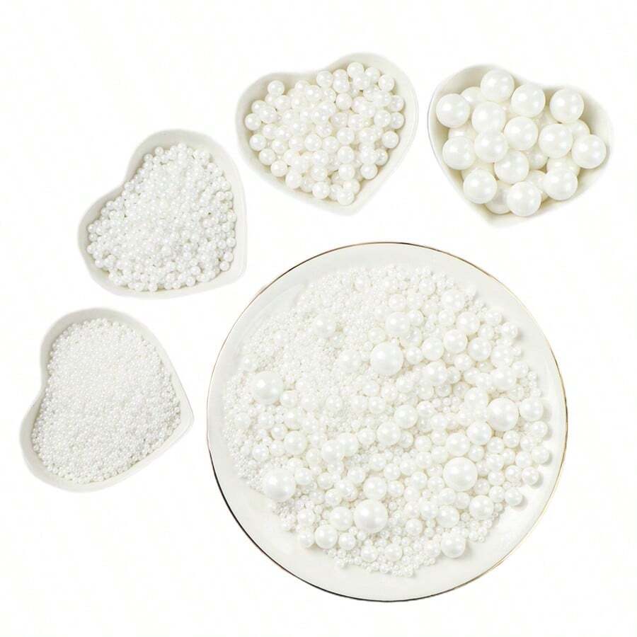 85g Cake Decoration White Pearl Ball, Mixed Size Of 0.2/0.4/0.6/0.8cm/Size, White Pearl Ball, Cake Lollipop, Ice Cream, Candy, Chocolate Biscuit DIY Decoration Supplies, Suitable For Weddings, Birthdays And Parties - White - View 1