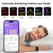 Marsyu Smartwatch For Women Men: 1.96" IPS Display,340mAh Long-Last Battery,Wireless 5.0 Calls,Multi-Sport Modes,Menstrual & Temperature Monitoring ,Weather Forecast ,Voice Assistant/SOS,Magnetic Charging,Phone,Gift For Him & Her - black leather - 查看 7
