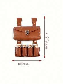 2PCS Medieval Alchemy Faux Leather Belt 4 Cork Potion Bottles Halloween Fantasy Wizard Vintage Waist Bag Side Bag Cosplay Accessories - A - View 4