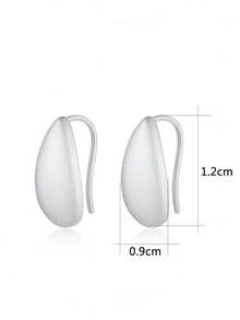 Kaletine 925 Sterling Silver Glossy Waterdrop Earrings Teardrop Stud Earrings For Women Simple Fine Jewelry Gift 1 Piece - Silver - View 6