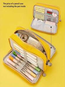 3-Layer Large Capacity Pencil Case, Simple & Versatile Stationery Box For Middle/High School Students, Korean Style