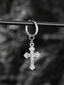 1 pièce Boucle d'oreille pendentif croix rétro en acier inoxydable pour homme