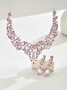 3 件套女士时尚珠宝 - 耳环 + 项链，波西米亚蓝色水钻闪亮高端时尚珠宝套装，派对/礼物 - 彩色 - 查看 10