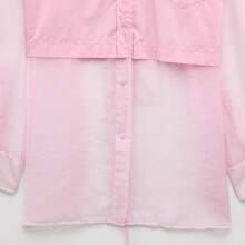 ZEVITY Sheer Mesh Patchwork Loose Fit Shirt