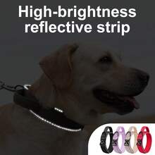 Reflective Dog Collar, Anti-Escape, For Medium & Large Dogs, Convenient Grab Handle - Khaki - View 8