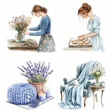 1 Pack Retro Blue Girl Cozy Home Reading Series Stickers For Journaling, DIY Scrapbooking, Album Decoration, School Craft Supplies - Blue - View 11