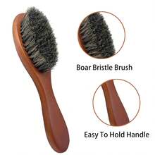 1 pieza Cepillo de cerdas para perros y gatos para eliminar el pelo suelto, cepillo suave para gatos con mango de madera, cepillo para mascotas de pelo corto y largo para el aseo - Marrón - Ver 2