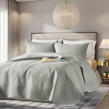 Juego de cama de 3 piezas con estampado ultrasónico, transpirable y duradero. Incluye 1 edredón y 2 fundas de almohada. Lavable a máquina. Ideal para todas las estaciones. Ideal para decorar habitaciones, dormitorios, vacaciones y Pascua. - Gris - B10 - Ver 2