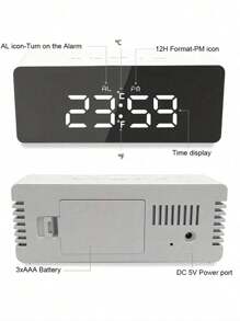 1 pieza Reloj despertador de estudiante, Reloj digital electrónico de escritorio mini, Pantalla LED inteligente con temperatura, calendario, cronómetro de cocina, reloj digital para decoración de habitación