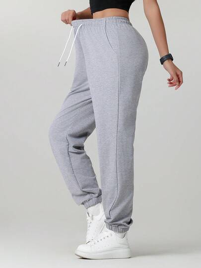 女士纯色口袋休闲裤，1件装，适合日常穿着、徒步、旅行、远足、跑步、骑行、慢跑等多种场合。