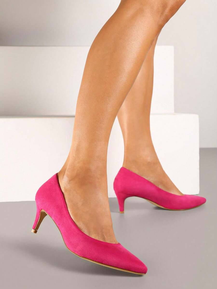 Tacones de aguja clásicos para mujer, zapatos de tacón minimalistas de color liso y multifuncionales - Morado Violeta - Ver 1