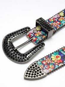 1 pieza Cinturón informal unisex con estampado de girasol, cinturón de moda y "Y2K", regalo para hombres y mujeres, fiesta de cumpleaños, festival de música