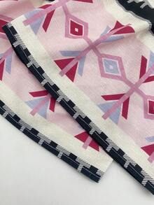 Frühlings- & Sommer-Urlaubs-Lässig Boho Geometrisches Muster V-Ausschnitt Rüschen Saum Seitenbindung Midi Kleid - Verschiedenfarbig - Übersicht 11