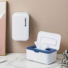 1 pieza Caja de almacenamiento con tapa para toallitas húmedas, mascarillas desechables y toallas de papel, dispensador rellenable para el hogar, la cocina, la guardería, la sala de estar, la mesa - Base antideslizante, acceso fácil con una sola mano - Multicolor - Ver 7