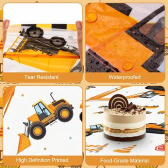 1/2/3 Packs Construction Table Cloth - Dump Truck Tablecloth, Plastic Rectangle Yellow Trucks Themed Table Cover For Construction Birthday Party Supplies Table Decorations Favors