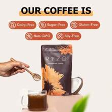 RYZE Mushroom Coffee USDA Organic With 6 Adaptogenic Mushrooms And MCT Oil, USA Grown Instant Coffee For Better Energy, Focus.Digestion, Immunity With Cordyceps, Lion's Mane.Turkey Tail, 30 Servings
