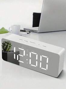 1 pieza Reloj despertador de estudiante, Reloj digital electrónico de escritorio mini, Pantalla LED inteligente con temperatura, calendario, cronómetro de cocina, reloj digital para decoración de habitación