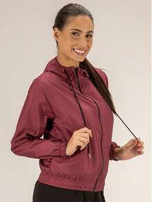 Women's Classic Windbreaker Premium Jacket With Hood Pockets Quick Dry Laeve - Màu Tím - Xem 10