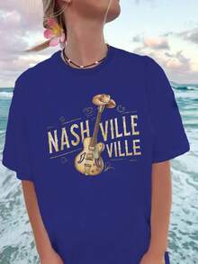 Guitar Nashville Pure Cotton Women's Fashion T-Shirt