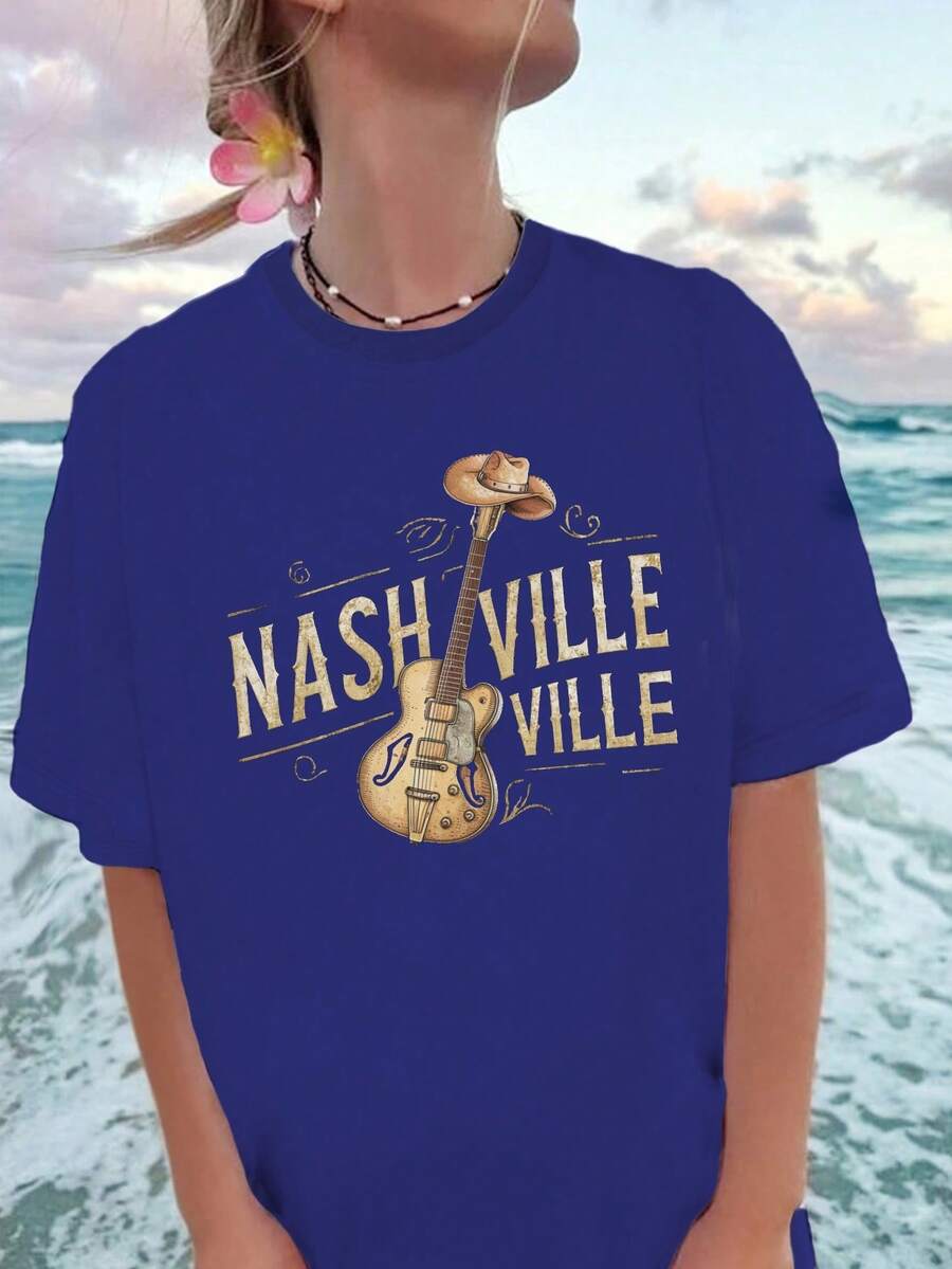 Guitar Nashville Pure Cotton Women's Fashion T-Shirt