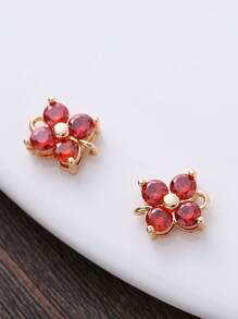 1 pieza/5 piezas Colgante de flor de trébol de cristal de circonia cúbica microincrusted, hecho a mano para hacer pulseras y joyas DIY, de aproximadamente 7,7 * 10 mm incluyendo el anillo, elegante kit de accesorios de colgante de cuentas portátil DIY