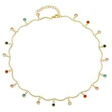 1pc Mixed Color Single Layer Necklace (Handmade Cut, Random Crystal Color, No Fixed Color) - Yellow Gold - View 5