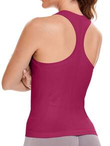Workout Tank Tops For Women Sleeveless Gym Tops Seamless Racerback Athletic Yoga Shirts - Màu tím - Xem 2