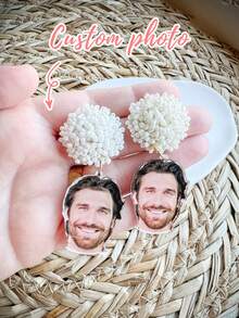 Customized Acrylic Double-Sided Earrings, Unique Gift For Fiance, Bachelorette Party, Wedding, Birthday, Anniversary, Bridesmaid, Pet Photo Earrings, Funny Gift, Back To School, Office, Classroom, Teacher, University, Boyfriend, Girlfriend, Family, Friends - Multicolor - View 13