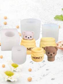 Molde de silicona en forma de lindo oso de miel para velas, molde de silicona reutilizable, vela de oso de miel para dormitorio, sala de estar, festival, molde para goteo de pegamento, molde para yeso, decoración del hogar