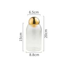 Botella de almacenamiento de vidrio, bote para té, café, azúcar, almacenamiento de alimentos, frasco con tapa de bola de oro y plata, organizador de almacenamiento para el hogar