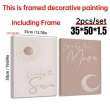 2 carteles de lienzo, Vive al sol, ama a la luna, estilo simple, decoración del hogar, decoración de pared, decoración de habitación, sala de estar, dormitorio, decoración, restaurante, regalo, sin marco, decoración del hogar, decoración de habitación moderna y estética, carteles para la habitación, arte de pared de lienzo, artículos de decoración de habitación